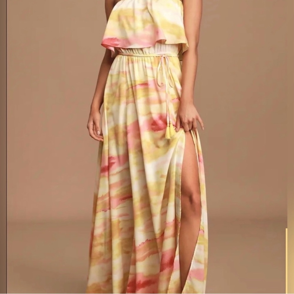 Lulu's Pink and Yellow Maxi Dress
